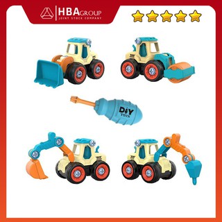 Bộ đồ chơi lắp ghép giá rẻ, máy xúc, cần cấu có thể tháo rời nhiều chi tiết