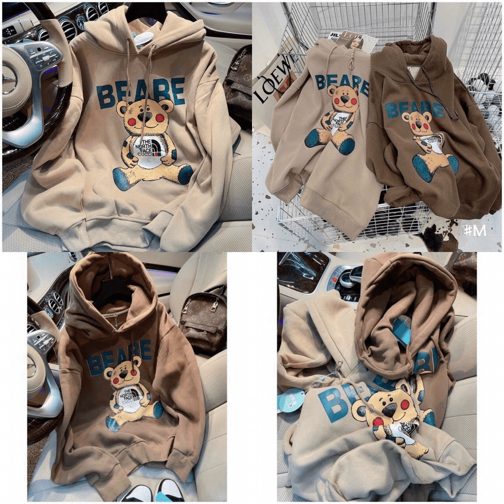 Áo Nỉ Nam Chui Đầu Form Rộng Nón 2 Lớp In Hình Bear Mặc Thoáng Mát Che Nắng Tốt Thoải Mái Đi Chơi [NEW UNISEX]