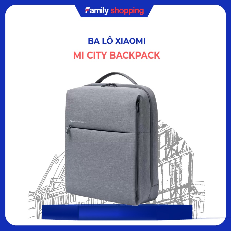 Balo laptop XIAOMI mi city backpack urban style 15.6 in - hàng chính hãng