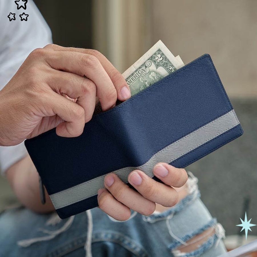 Ví Nam Ngang Mini Gập Đôi Thiết Kế Đơn Giản - Bóp Da Cosmos Cao Cấp Saffiano - vibes_shop