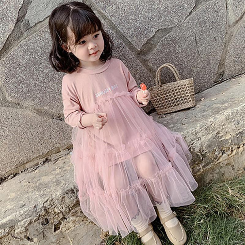 Váy tay dài in chữ phối màu sắc xinh xắn dành cho bé