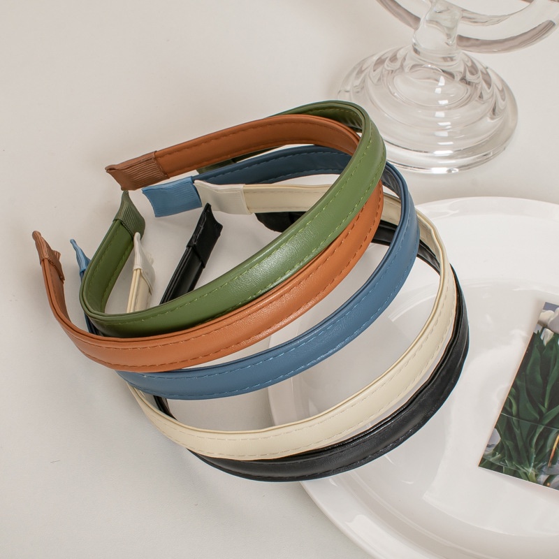 Băng đô cài tóc vải da basic đủ màu phong cách vintage