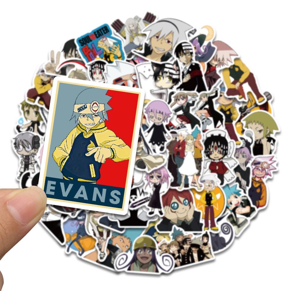 Bộ 50 miếng dán họa tiết Anime Soul Eater độc đáo trang trí vali laptop ván trượt DIY
