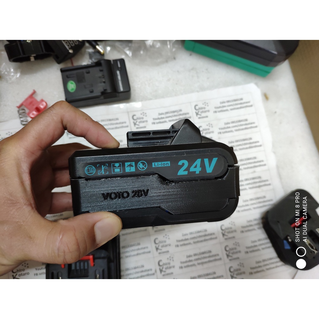 Miếng chèn tăng chiều cao hộp pin Makita tàu 24V, VOTO 21V 24V 26V 28V thêm 1 và 2 hàng cell