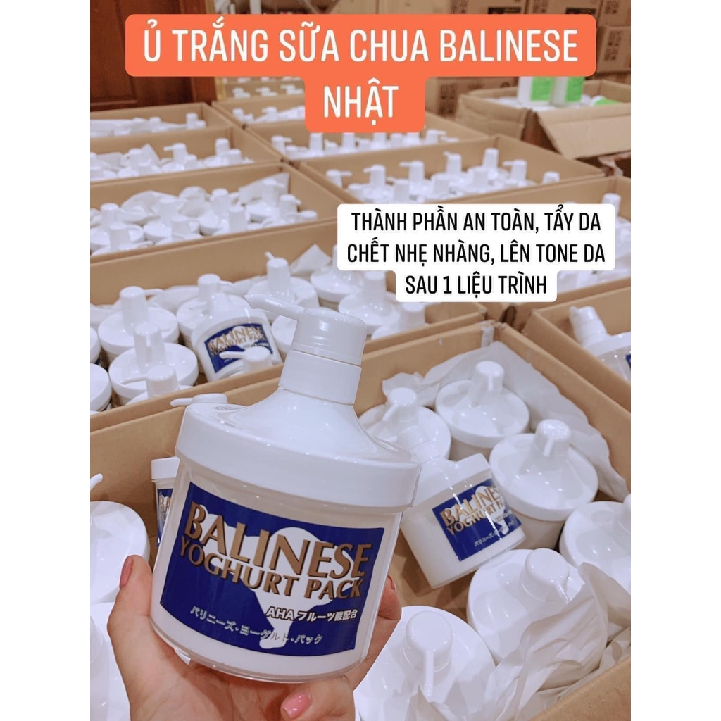 Kem ủ trắng da body sữa chua Balinese Yoghurt Pack hũ 500gr nội địa Nhật Bản