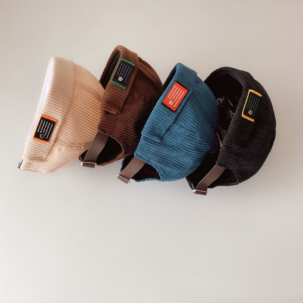 Mũ lưỡi trai vải nhung phối da phong cách hip hop cá tính dành cho gia đình