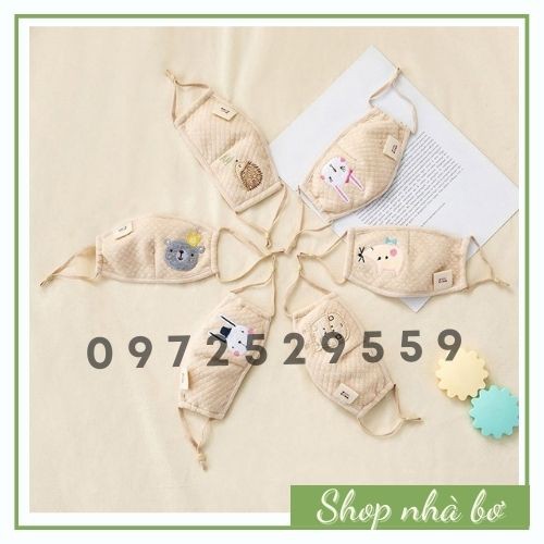 Khẩu trang vải cao cấp cho bé từ 0 - 5 tuổi 100% COTTON HỮU CƠ TỰ NHIÊN, có thể điều chỉnh quai đeo [FREESHIP]