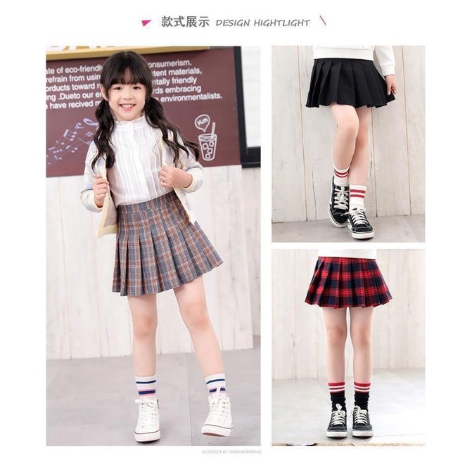 Chân Váy Đen Xếp Ly Phong Cách Hàn Quốc Thời Trang Xuân Thu Cho Bé Gái