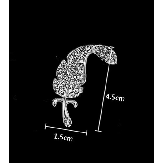 Trâm cài áo EFAN hình lông vũ đính đá phong cách thời trang Hàn Quốc