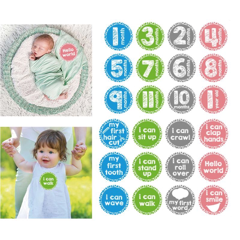 Mary☆Set Baby Month Sticker Newborn Photo Prop Stickers 1-12 Months Photo Stickers DIY Sticker