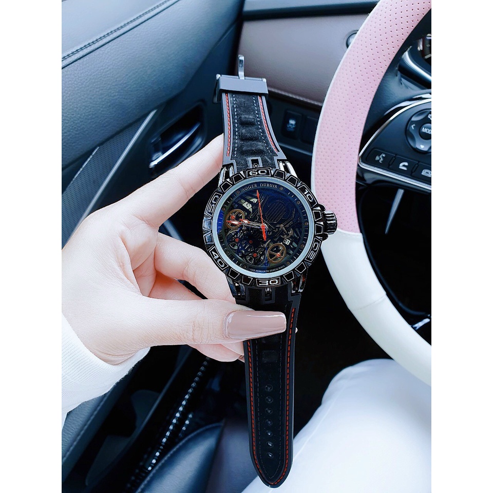 Đồng hồ nam Roger Dubuis máy pin - dây da - size 48mm