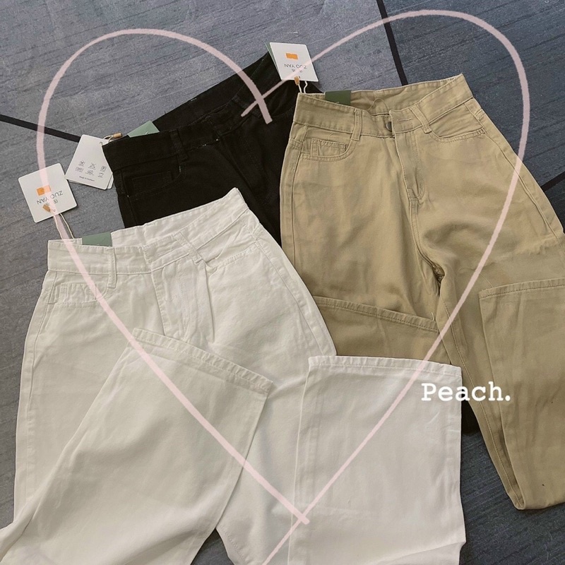 Quần Kaki Jeans mềm ống suông rộng thùng form siêu xinh (Ảnh thật)