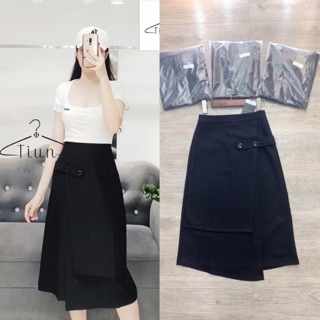 Chân váy 2 cúc vạt chéo cách điệu VNXK