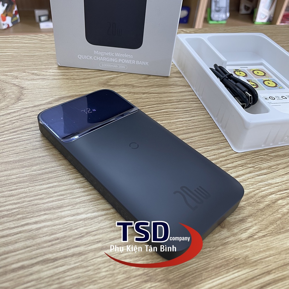 [Mã 44ELSALE2 giảm 7% đơn 300K] Pin Dự Phòng Kiêm Sạc Không Dây Baseus 10000mAh Sạc Nhanh PD 20W Chính Hãng