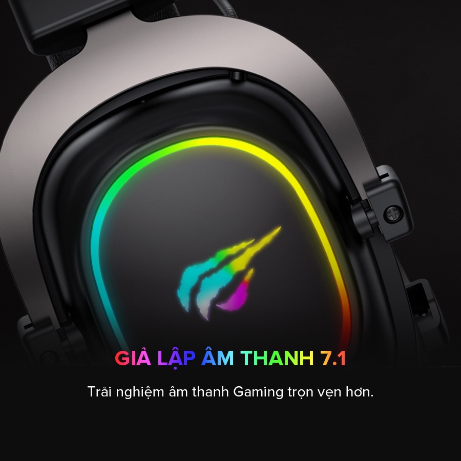 Tai Nghe Gaming Headphone HAVIT H2002P, Driver 53mm, Đèn RGB 36 Màu, Giả Lập 7.1 - Chính Hãng BH 12 Tháng Dizigear