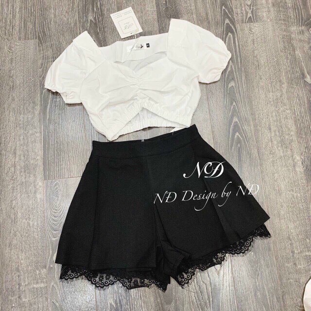 Chân váy xếp ly phối ren chất tuyết mưa dày dặn mua lẻ giá sĩ siêu hời- ann9399