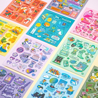 Sticker (hình dán) NGƯỜI CHƠI HỆ MÀU nông trại mây trang trí sổ, album, nhật ký, lưu bút, góc học tập