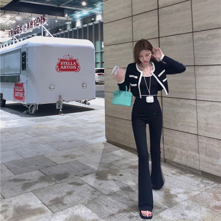 Bộ đồ MURIOKI gồm áo cardigan dệt kim tay dài và áo hai dây phong cách Hàn Quốc thời trang mùa hè cho nữ (Có bán lẻ)