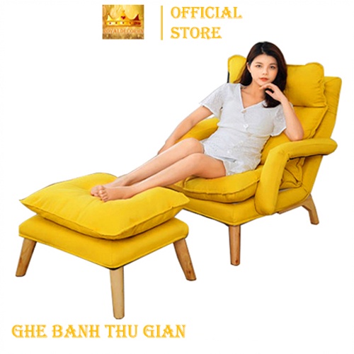 Ghế Bành Lười Thư Giãn Kèm Đôn ROYALDECORHN Lắp Ráp Dễ Dàng - Ghế Thư Giãn Ngả Lưng 180° Thông Minh Đa Năng