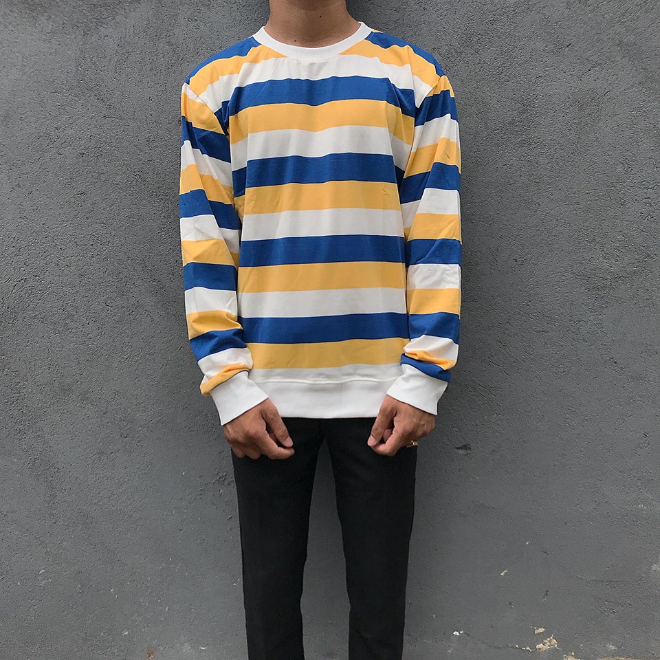 Áo sweater  tay dài sọc ngang Stripped Pullover [Ảnh thật]