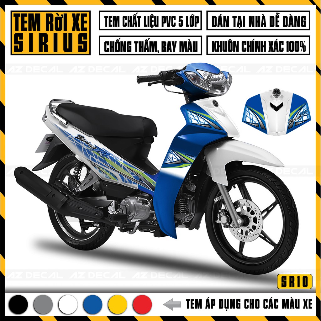 Tem Sirius RC Mẫu Họa Tiết Dễ Dán | SR10 | Team Decal Dán Xe Sirius Xăng Cơ Chất Liệu Cao Cấp, Chống Phai Màu