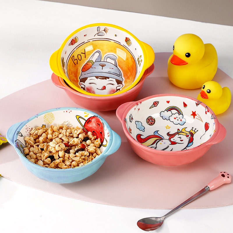 (sale lấy lượt mua) Chén bát ăn dặm cho bé hình nhân vật hoạt hình đáng yêu, nhiều màu sắc