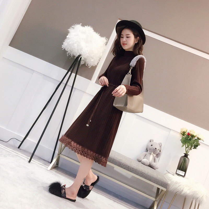 Đầm len dáng dài phong cách thanh lịch thời trang thu đông cho nữ