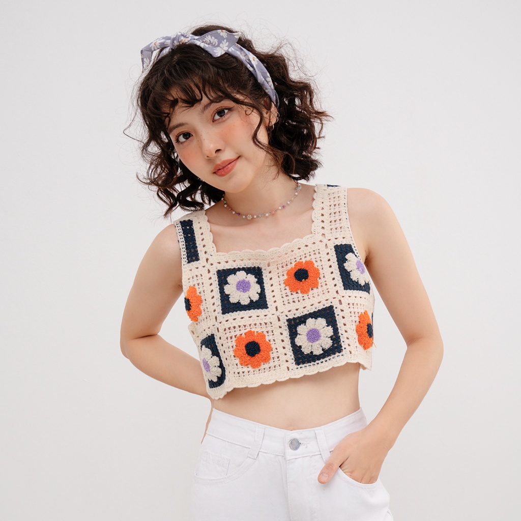 BLEUBIRD Áo len Crochet Top