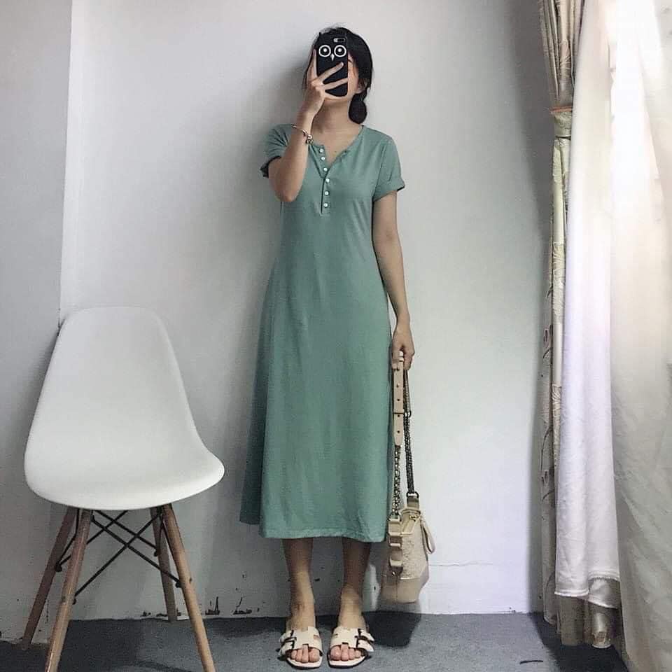 Váy Dài Qua Gối, Đầm Suông Dài Ba Màu Chất Mát Lên Dáng Chuẩn | BigBuy360 - bigbuy360.vn