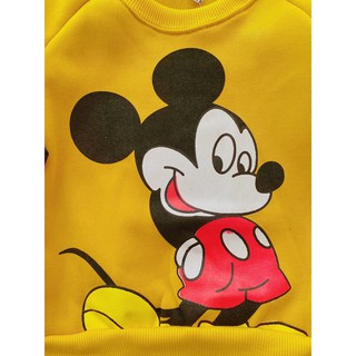 Áo nỉ mickey tay pha cho bé