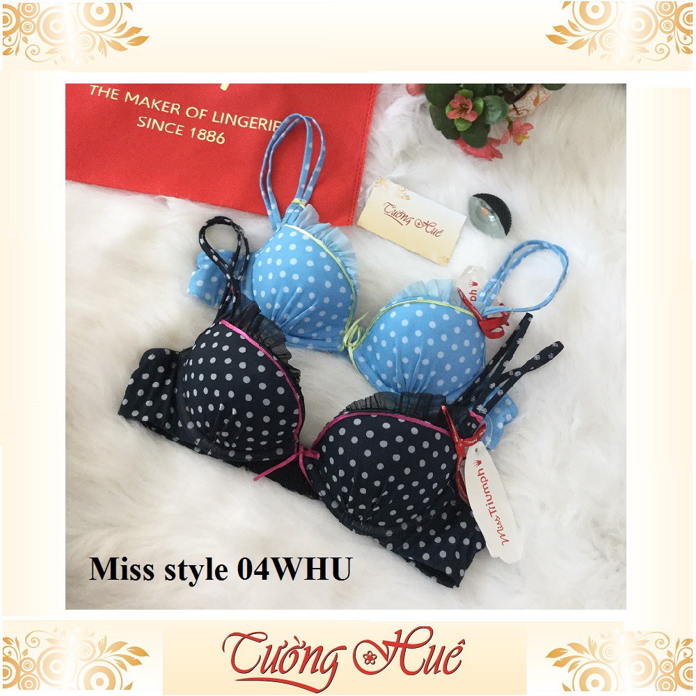 SALE SALE SALE - Áo lót nữ Triumph Miss style 04 WHU cúp bầu ngang V sâu chấm bi.