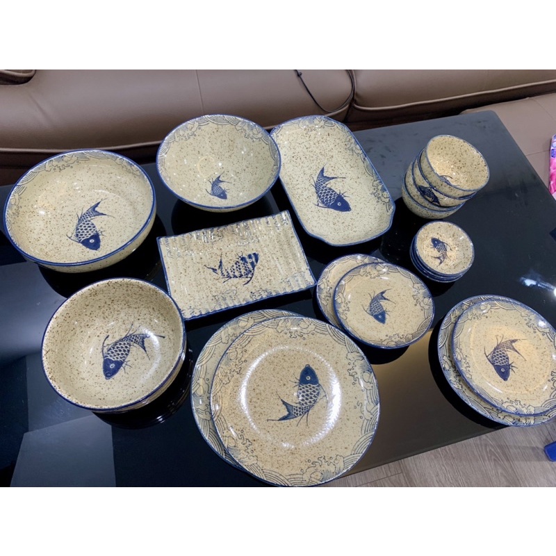 Bộ bát đĩa phong cách Nhật Bản hình con cá , bát đĩa decor