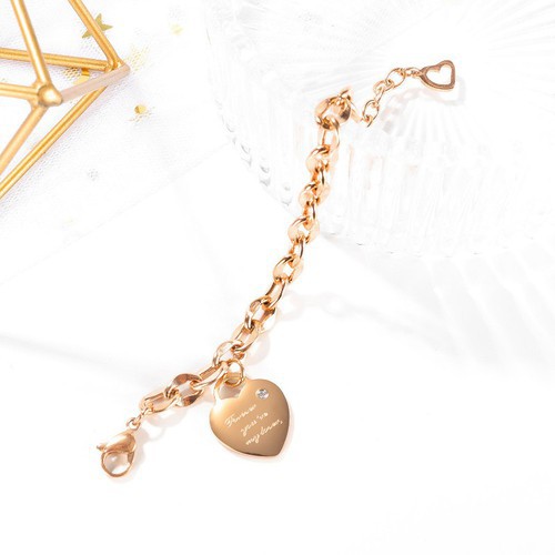 Lắc Tay Dây Xích Mặt Trái Tim Titan Ko Đen TT 3478