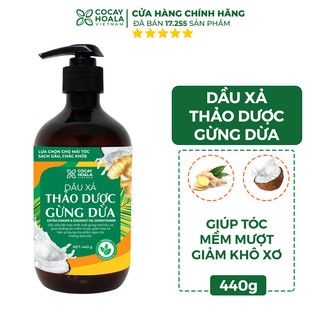 Dầu xả sạch gàu thảo dược gừng dừa hữu cơ Cocayhoala đánh bay gàu - giảm ngứa dung tích 440g/chai