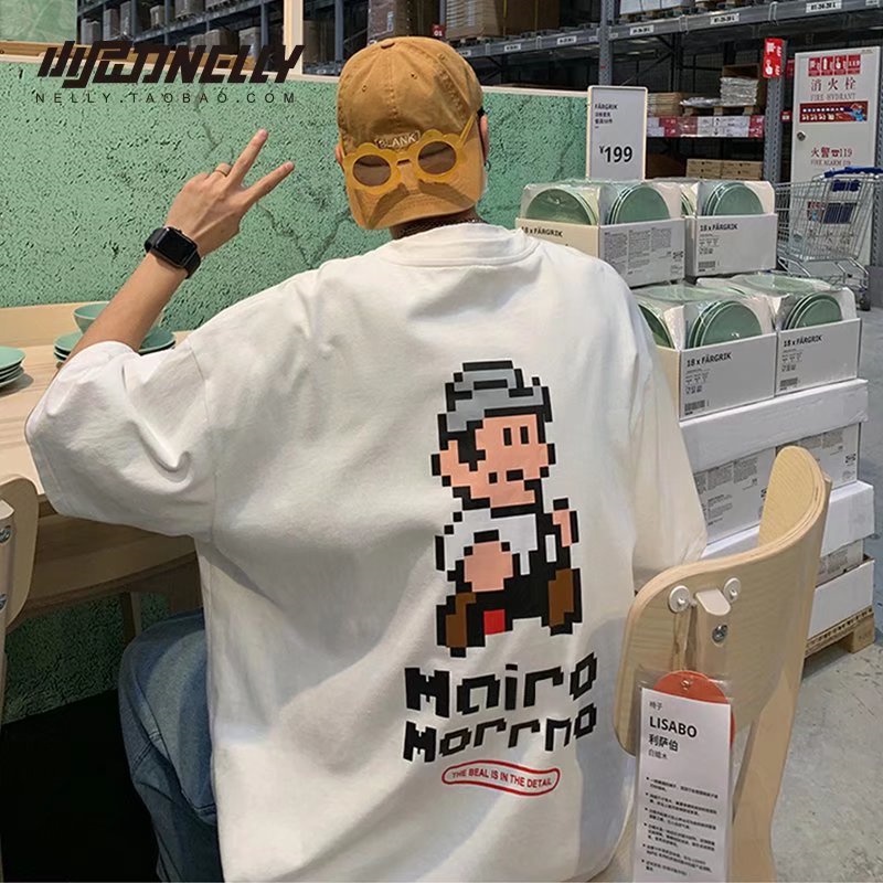 Áo Thun Dáng Rộng Cổ Tròn In Họa Tiết Hoạt Hình Phong Cách Đường Phố Thời Trang Mùa Hè Dành Cho Nam Nữ Size M-8XL