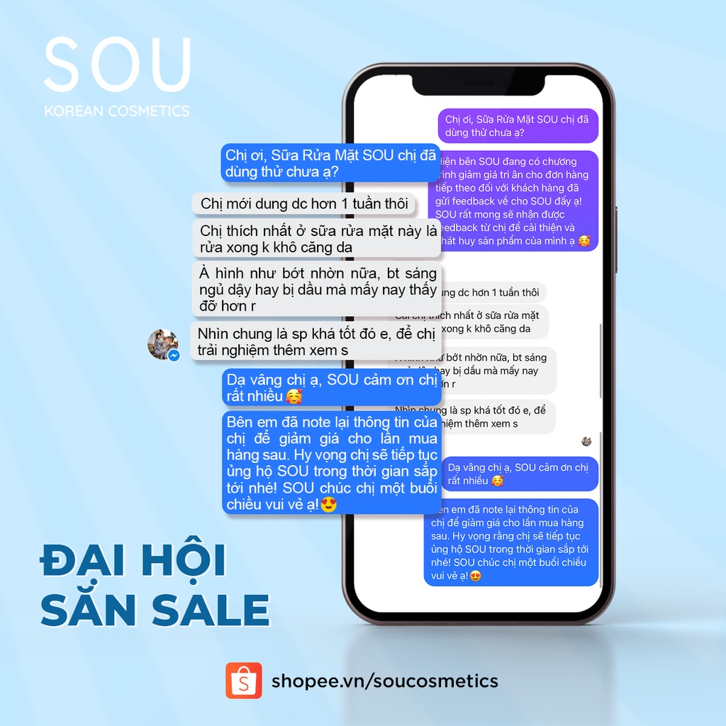 Sữa Rửa Mặt Dưỡng Trắng Da SOU - SOU Brightening Cleansing Foam 150g