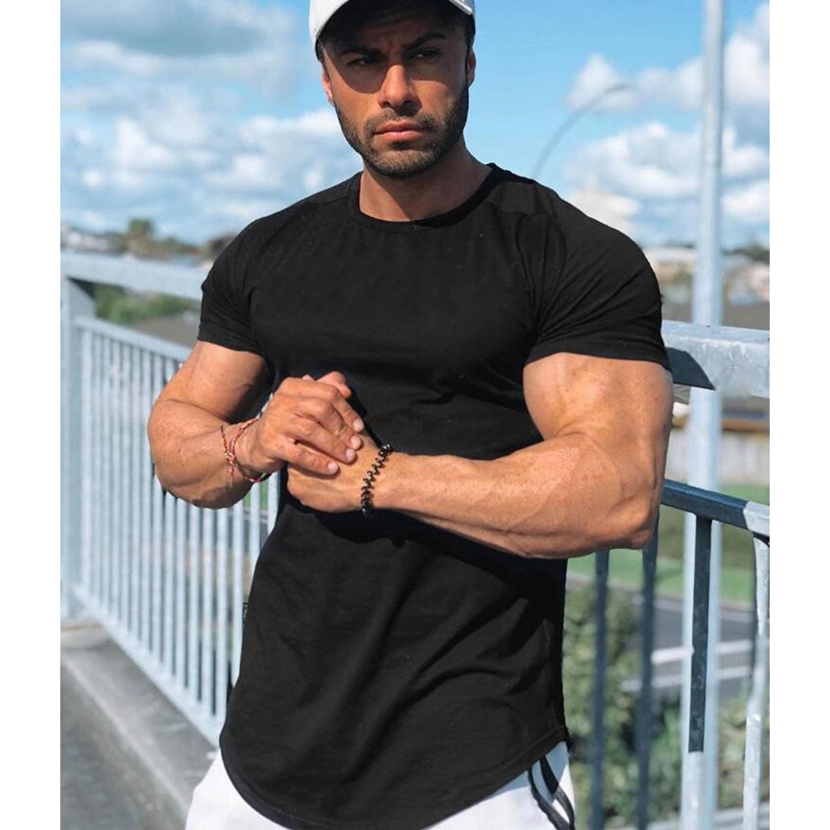 Áo thun tay ngắn màu trơn thời trang năng động cho nam