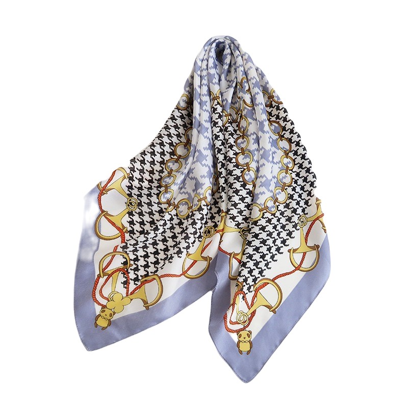Khăn lụa vuông 70- Khăn turban quàng cổ làm áo yếm lụa Chiffon- Họa tiết Bướm lưới