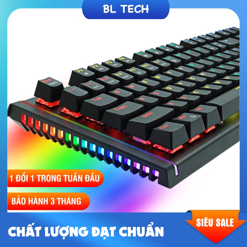 Bàn phím cơ giá rẻ X61 đèn LED RGB chạy viền cực đẹp blueswitch gõ cực nhạy thiết kế bao chất nhiều chế độ sáng