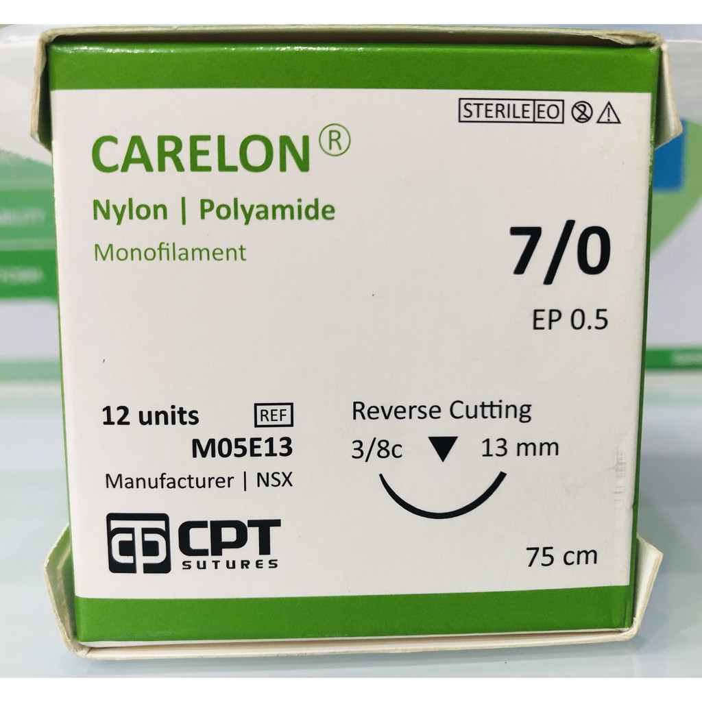 Chỉ phẩu thuật, chỉ thẩm mỹ nylon 7/0 không tiêu