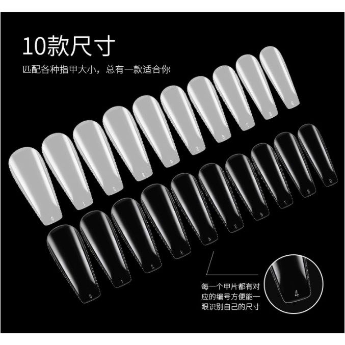 Set 100 móng tay giả dài trong suốt màu sắc bằng acrylic DIY
