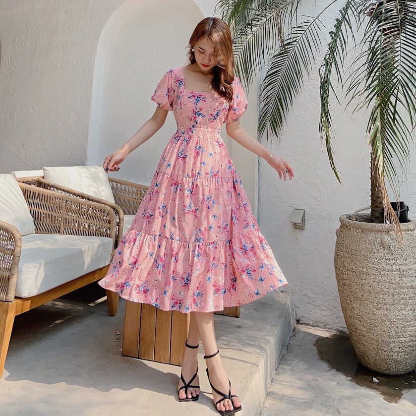 Đầm Maxi hoa bo chun lưng, xếp tầng vô cùng nữ tính VINTAGE STORE | BigBuy360 - bigbuy360.vn