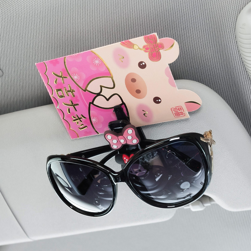 Kẹp Cố Định Mắt Kính Mát Hình Mickey Minnie Winnie Pooh 2020 Bằng ABS Cho Xe Hơi