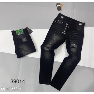 Quần biker Dsq côn đen khoá lệch dập chữ cạp