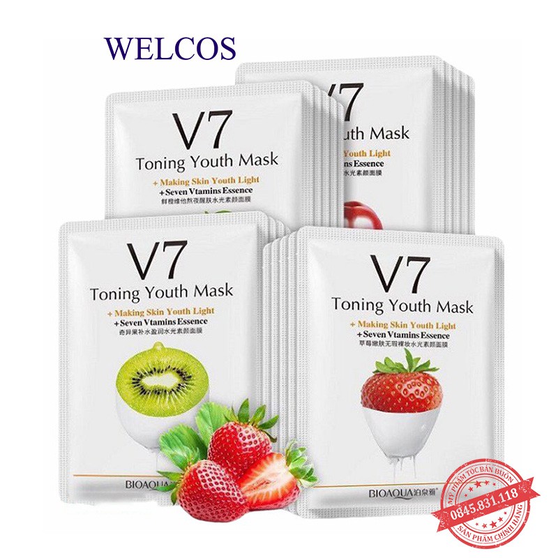 Mặt nạ giấy dưỡng da mụn cấp ẩm thải độc V7 Toning Youth Mask Bioaqua chính hãng CS61