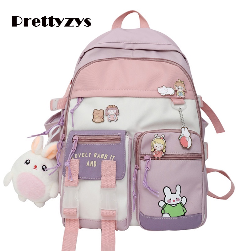 Ba lô đi học PRETTYZYS sức chứa lớn 15.6 inch kiểu Hàn Quốc cho nữ tuổi teen 2022