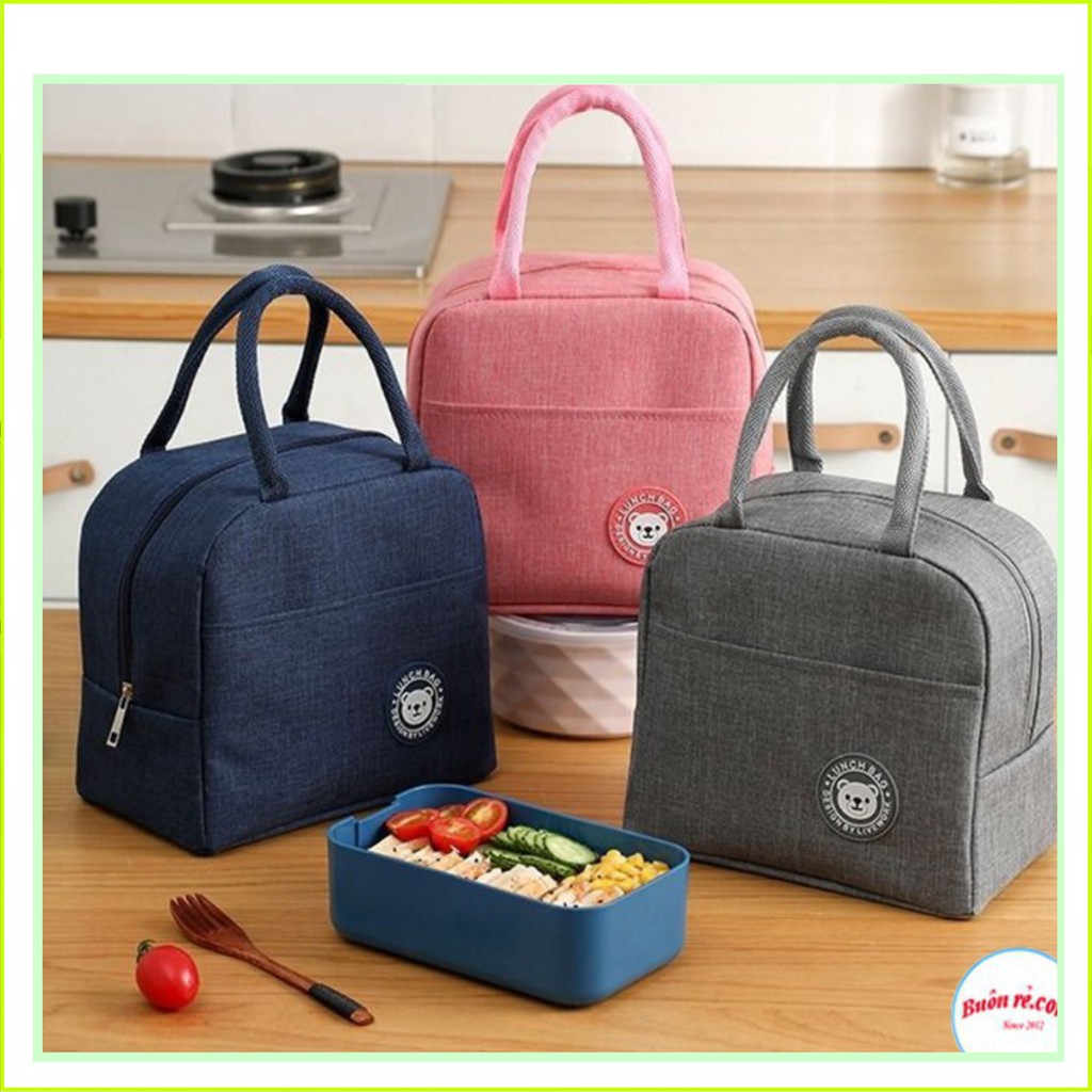 Combo Hộp Cơm Trưa Văn Phòng 3 Ngăn Loại 1 - Túi Giữ Nhiệt  Kèm Đũa Thìa - Sử Dụng Lò Vi Sóng