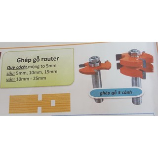 MŨI PHAY GHÉP GỖ 3 CÁNH CỐT 12.7MM