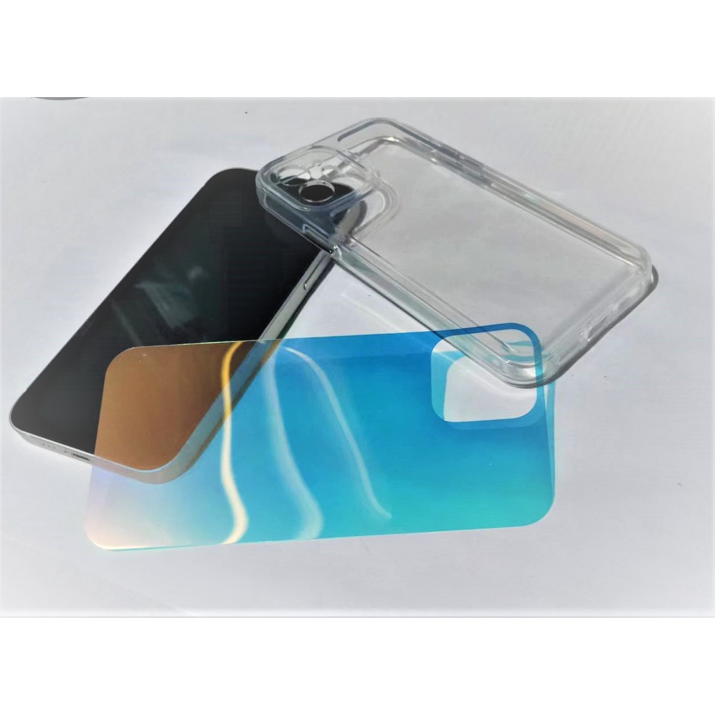 Ốp Điện Thoại Trong Suốt Dày Dặn Màu Laser Thời Trang Chống Sốc Kèm Móc Khóa Cho Iphone