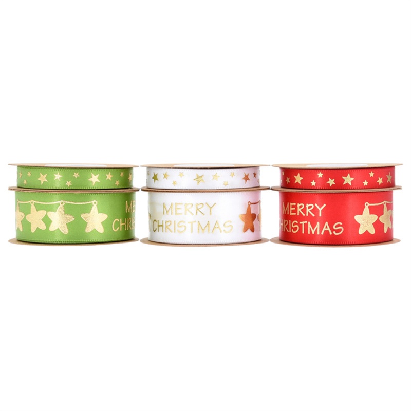 Cuộn Dây Ruy Băng Polyester In Họa Tiết Giáng Sinh DIY